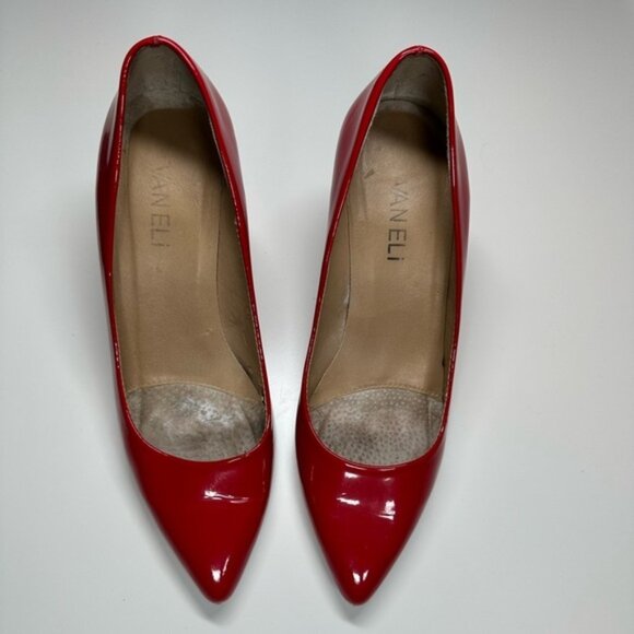 VANELi Red Patent Leather Pointed Toe Block Heels Size 6 - Picture 2 of 10